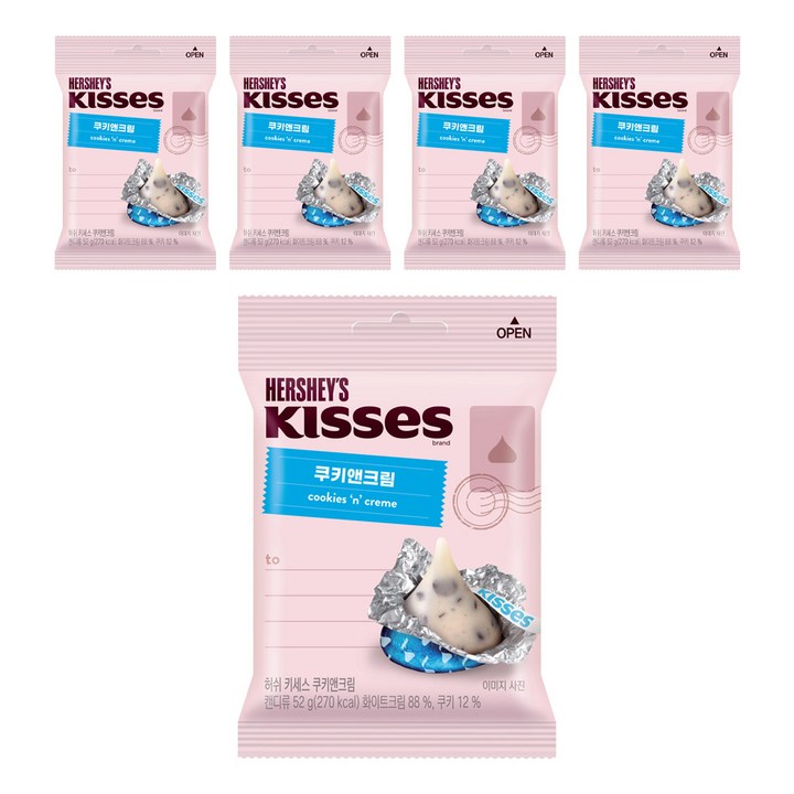 키세스 쿠키앤크림, 52g, 5개