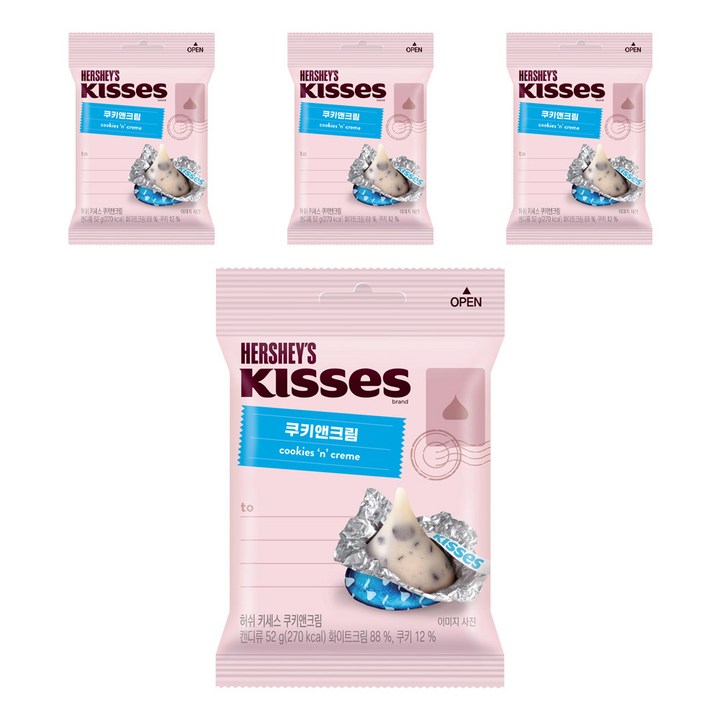 키세스 쿠키 앤 크림 초콜릿, 52g, 4개