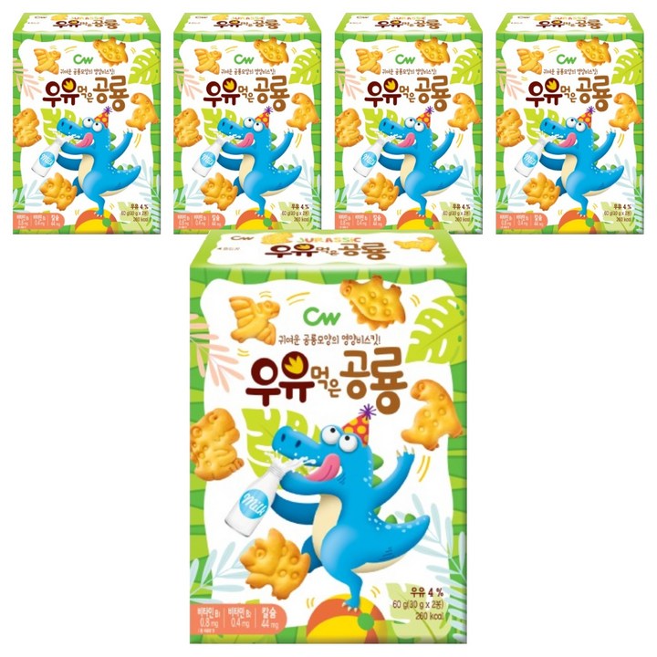 청우식품 우유먹은 공룡, 60g, 5개