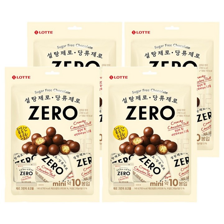 롯데제로 크런치 초코볼, 140g, 4개