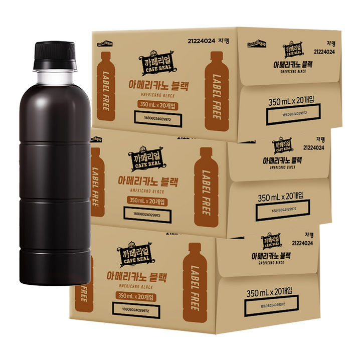 까페리얼 아메리카노 블랙 무라벨, 60개, 350ml