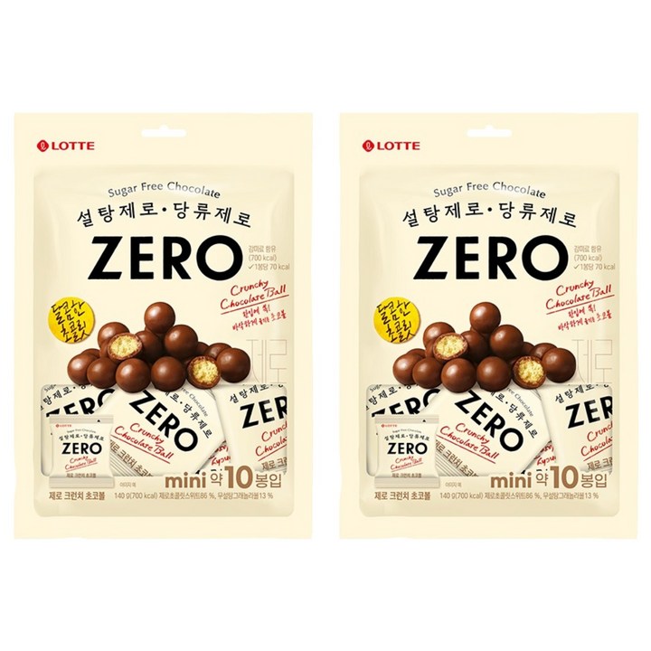 롯데제로 크런치 초코볼 10p, 2개, 140g