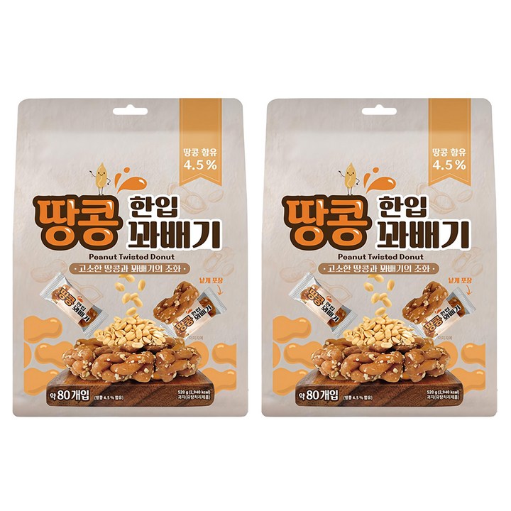 한입 땅콩 꽈배기, 520g, 2개