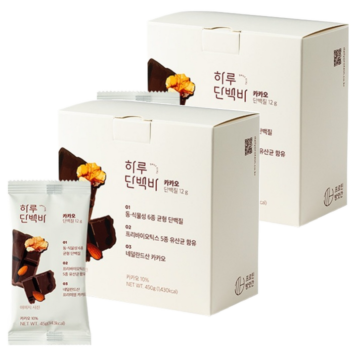 프로틴방앗간 하루단백질바 카카오, 2개, 450g