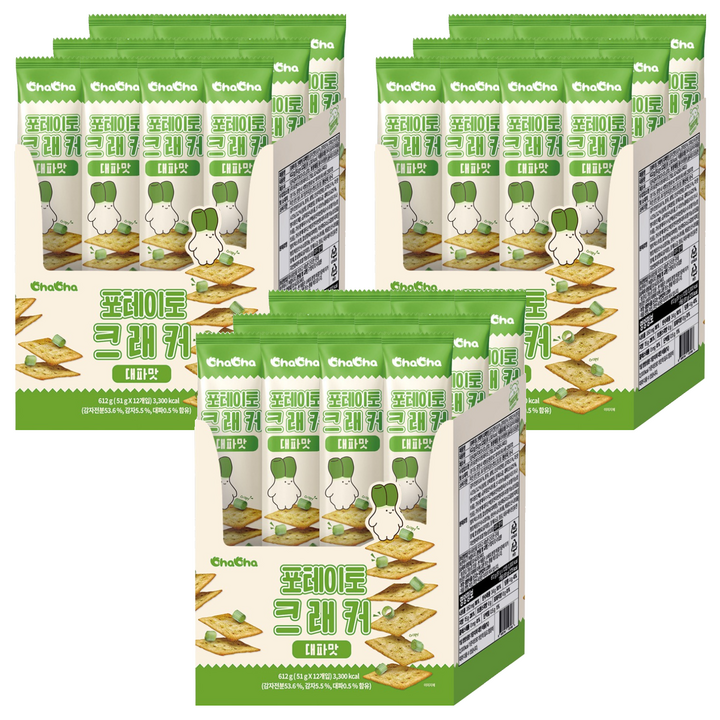 챠챠 포테이토 크래커 대파맛 12p, 3개, 612g