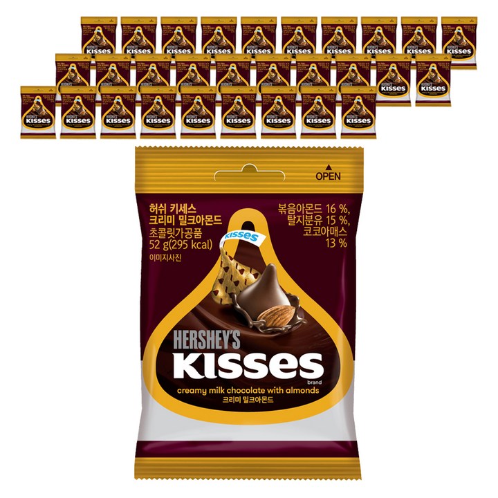 허쉬 키세스 크리미밀크 아몬드 초콜렛, 52g, 30개