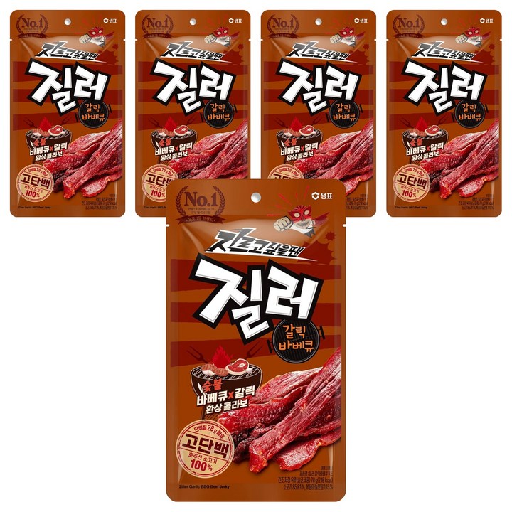 샘표 육포 질러 갈릭바베큐육포, 70g, 5개