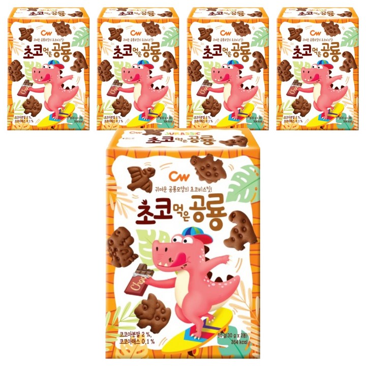 청우식품 초코먹은 공룡, 60g, 5개