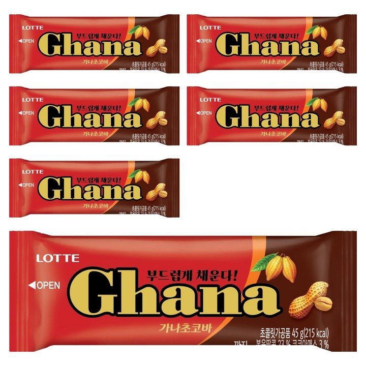 가나초코바 땅콩, 45g, 6개