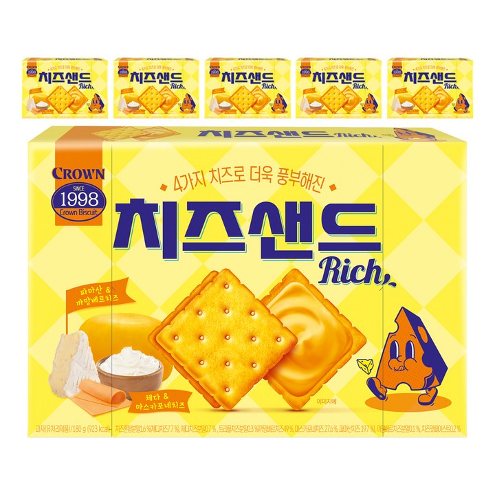 크라운 치즈샌드 리치, 180g, 6개