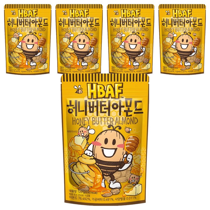 바프 허니버터 아몬드, 120g, 5개
