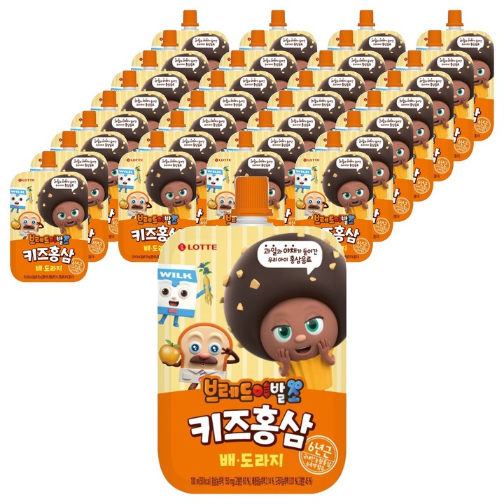 롯데칠성음료 브레드이발소 키즈홍삼 배도라지, 120개, 100ml