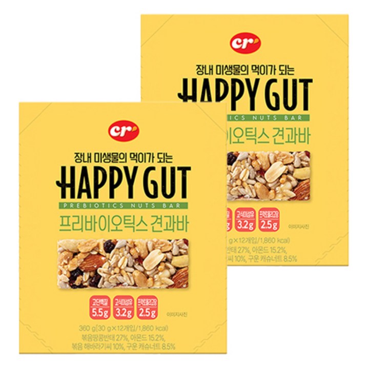 씨알로 해피갓 프리바이오틱스 견과바 12p, 2개, 360g