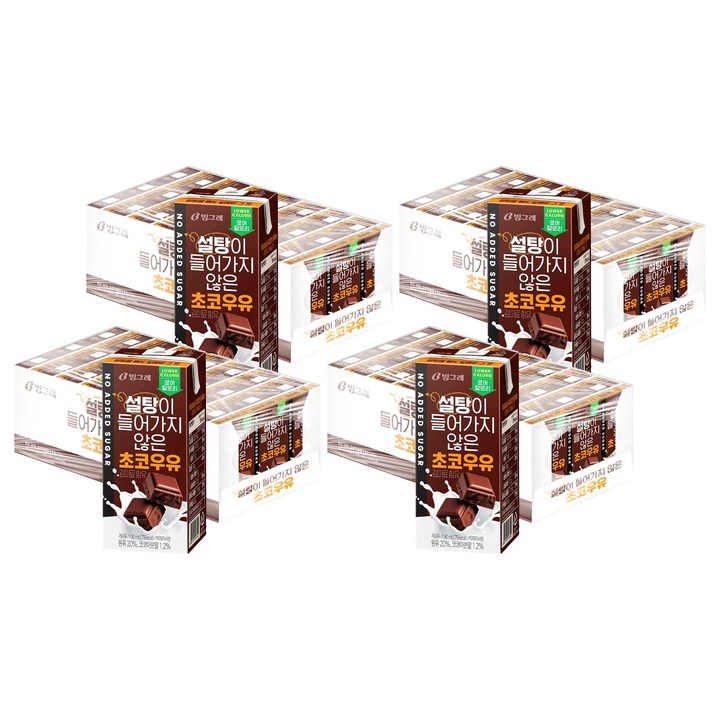 빙그레 설탕이 들어가지 않은 초코우유, 190ml, 96개