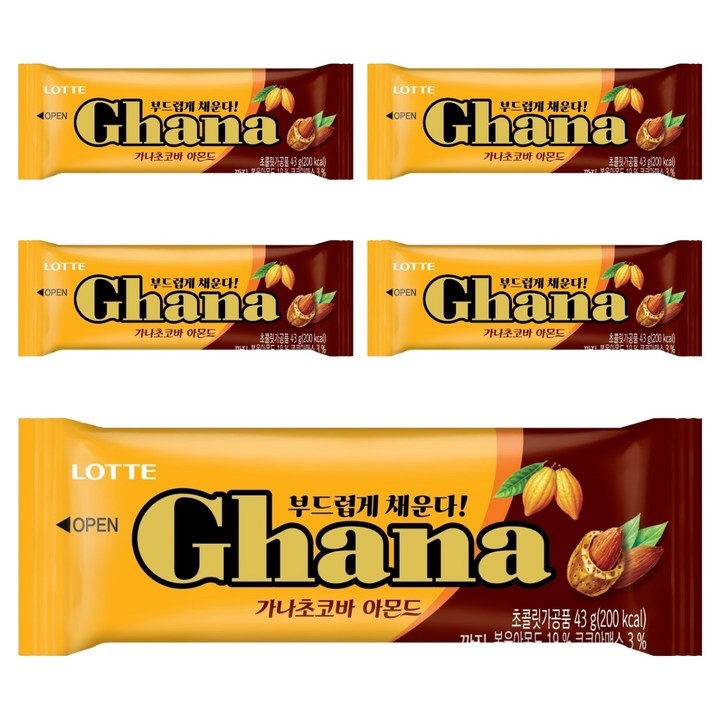 가나 초코바 아몬드, 43g, 5개