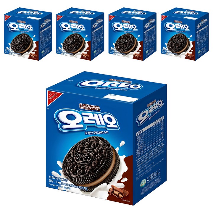 오레오 초콜릿 크림 초콜릿 샌드위치 쿠키, 1kg, 5개