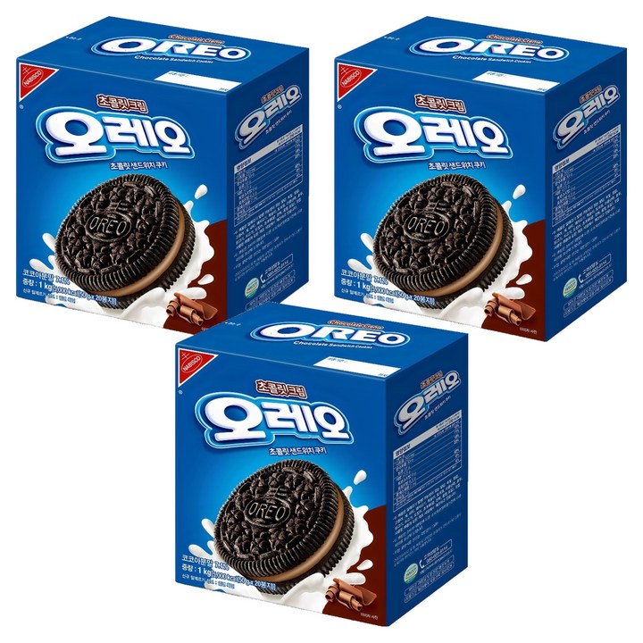오레오 초콜릿 크림 초콜릿 샌드위치 쿠키, 1kg, 3개