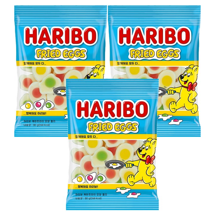 하리보 계란프라이 모양 젤리, 3개, 80g