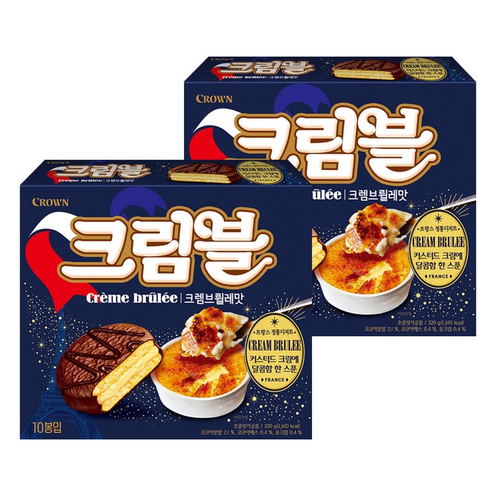 크라운 크렘브뢸레맛 초코 디저트, 320g, 2개