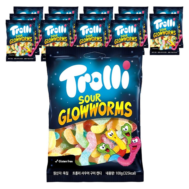 트롤리 사우어글로우웜즈 젤리, 100g, 15개