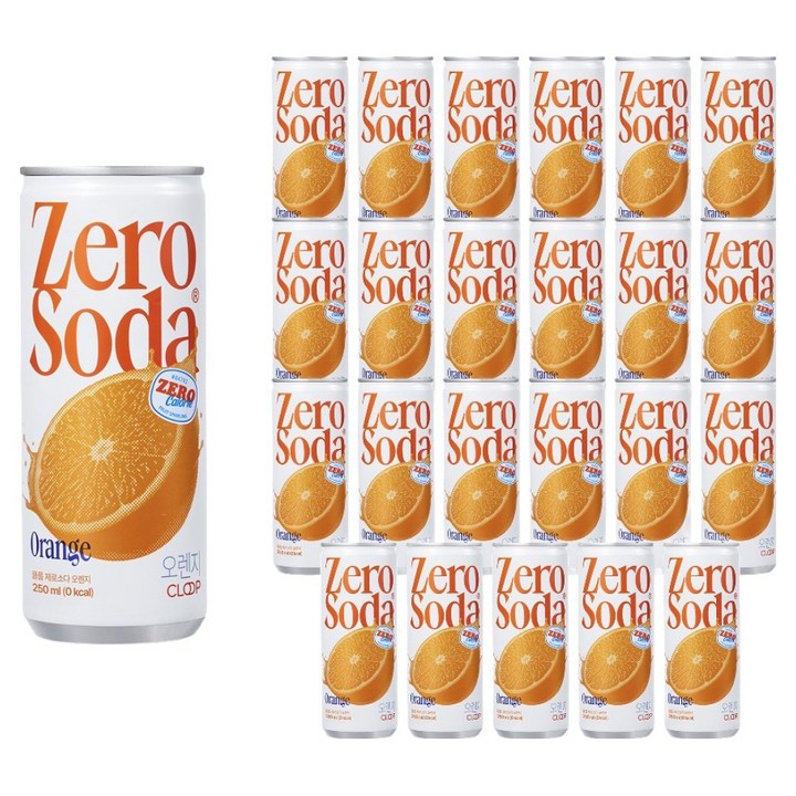클룹 제로소다 오렌지 탄산음료, 250ml, 24개