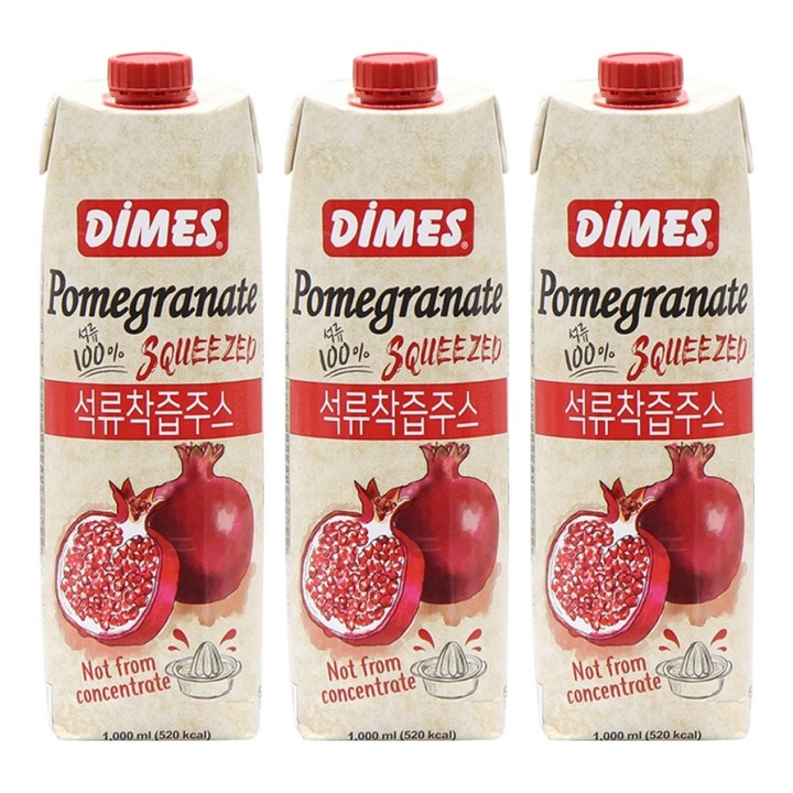 디메스 석류 착즙 주스, 1L, 3개