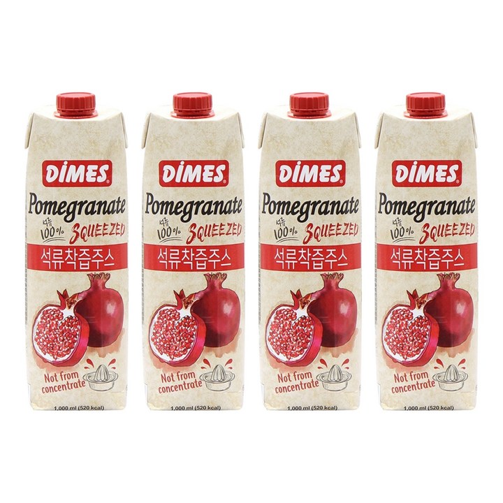 디메스 석류착즙주스, 1L, 4개
