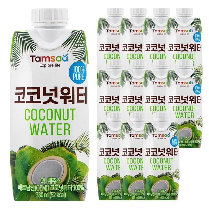 탐사 100% 퓨어 코코넛 워터, 330ml, 12개