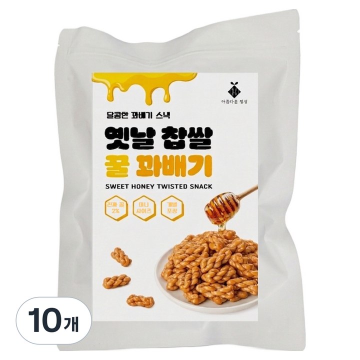 아름다운정성 달콤한 옛날 찹쌀 꿀 꽈배기, 600g, 10개