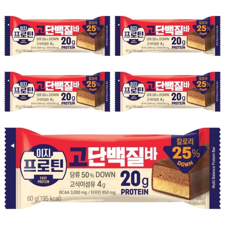 롯데웰푸드 이지프로틴 고단백바, 60g, 5개