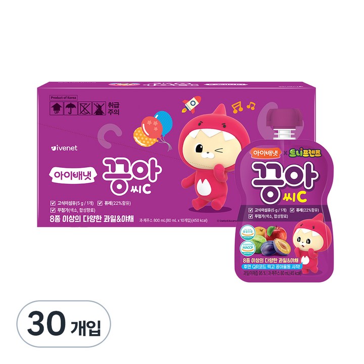 아이배냇 끙아 과일야채주스, 푸룬, 30개, 80ml