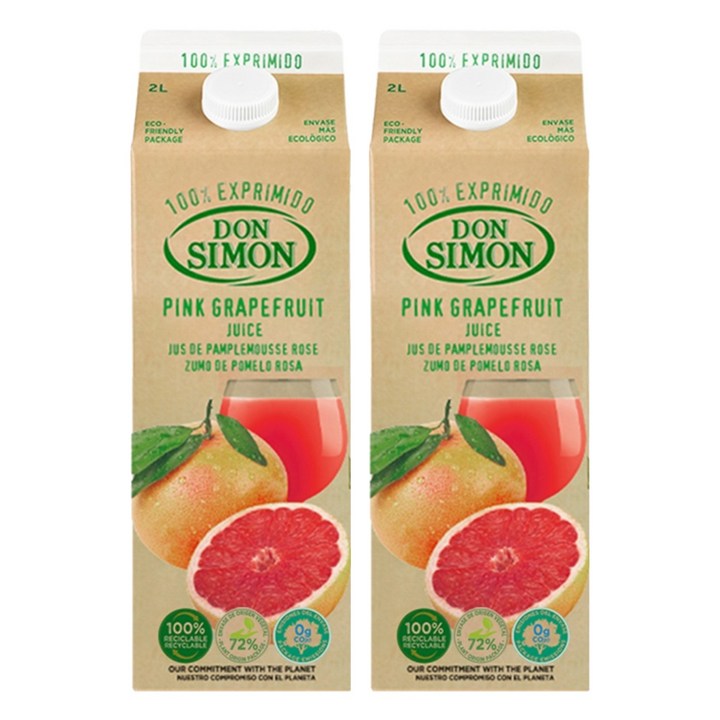 돈시몬 생과일 착즙 홍자몽 주스, 2L, 2개