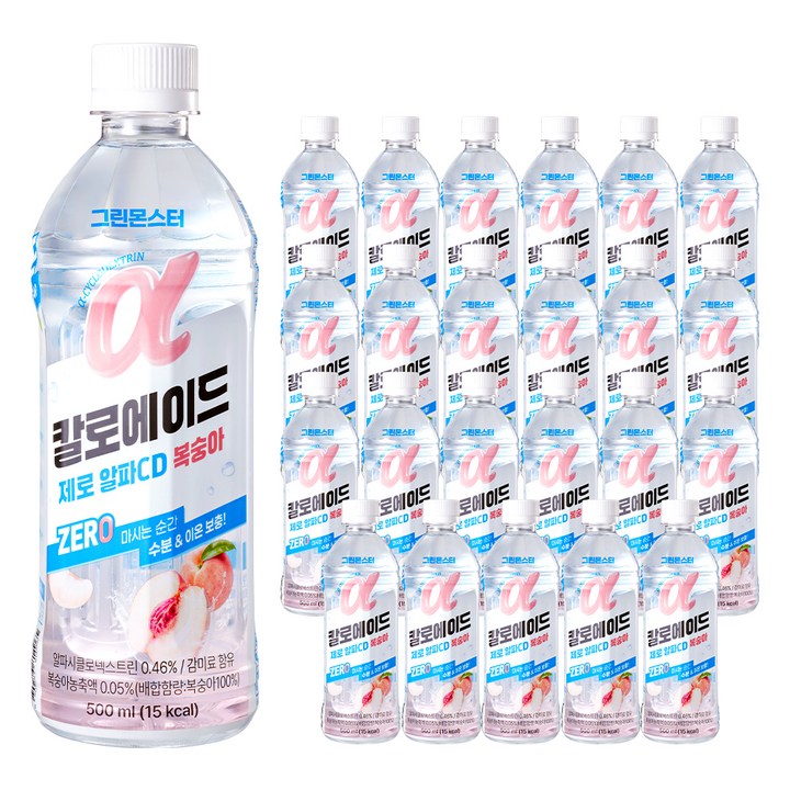 그린몬스터 칼로에이드 제로 알파CD 이온음료 복숭아맛, 24개, 500ml