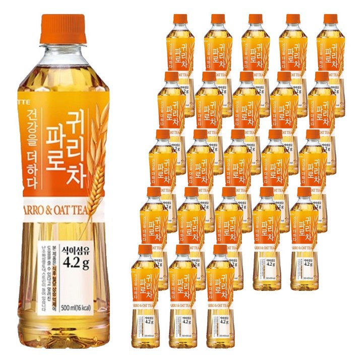 롯데칠성음료 더하다 파로귀리차, 24개, 500ml