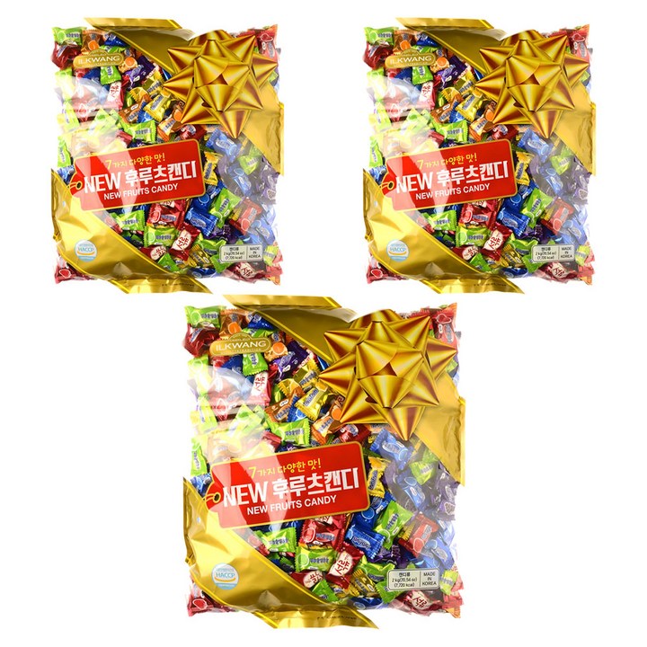 일광제과 뉴 후루츠 캔디 7가지맛, 2kg, 3개
