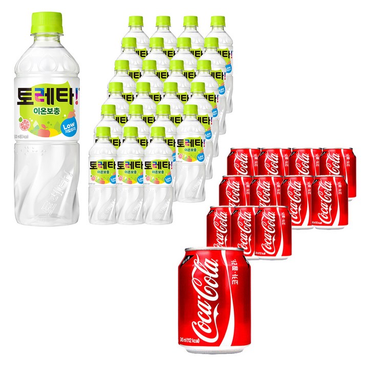 토레타 이온음료 500ml x 24개 + 코카콜라 업소용 245ml x 12개, 1세트, 14.94L