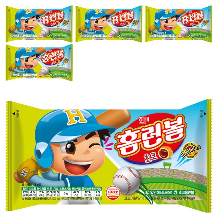 해태제과 홈런볼 초코, 46g, 5개