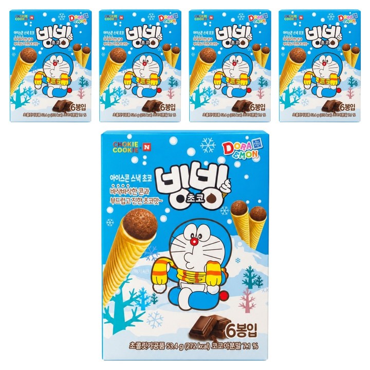 초키앤쿠키 아이스콘 스낵 초코, 53.4g, 5개