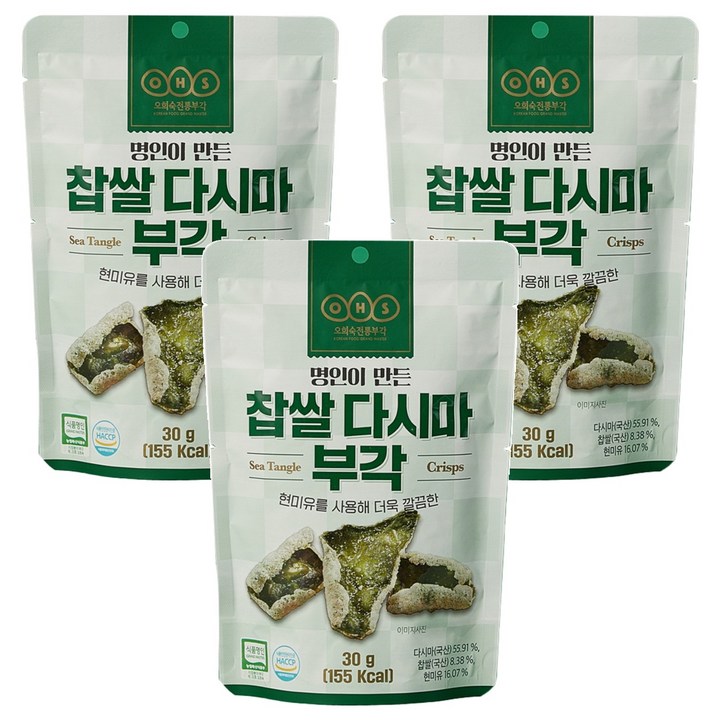 오희숙전통부각 찹쌀 다시마 부각, 30g, 3개