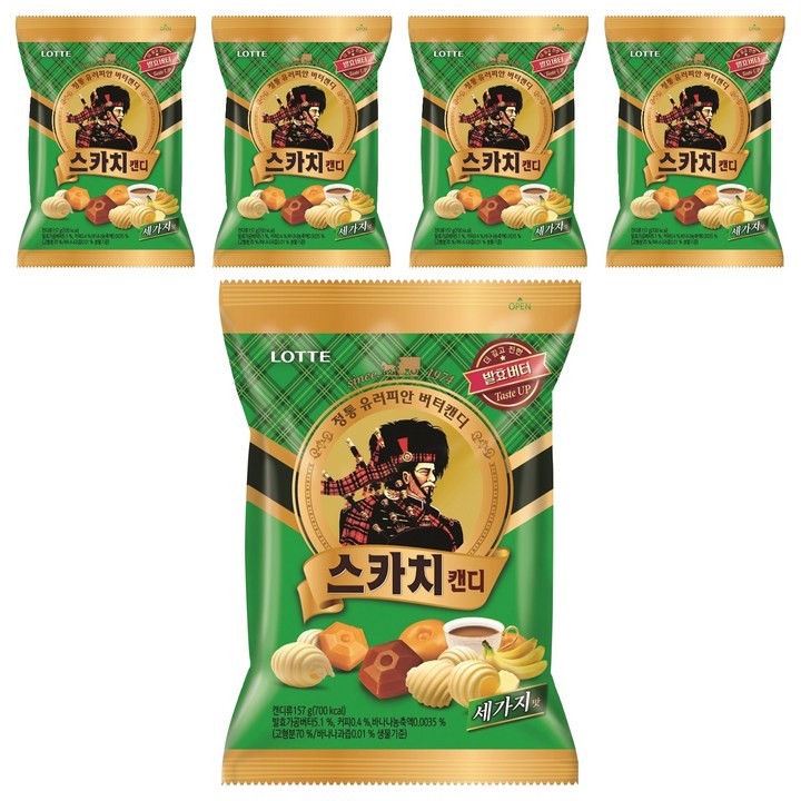 롯데웰푸드 스카치캔디 세가지맛, 157g, 5개