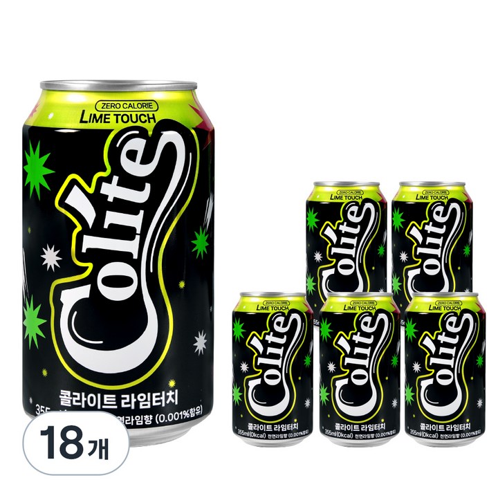 콜라이트 라임터치 제로콜라, 18개, 355ml