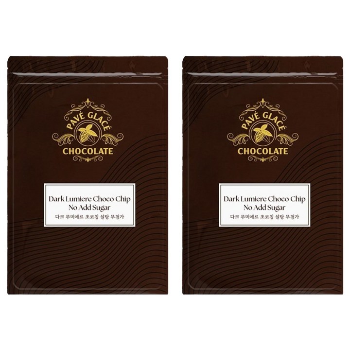 파베글라스 설탕무첨가 다크 루미에르 초코칩, 100g, 2개