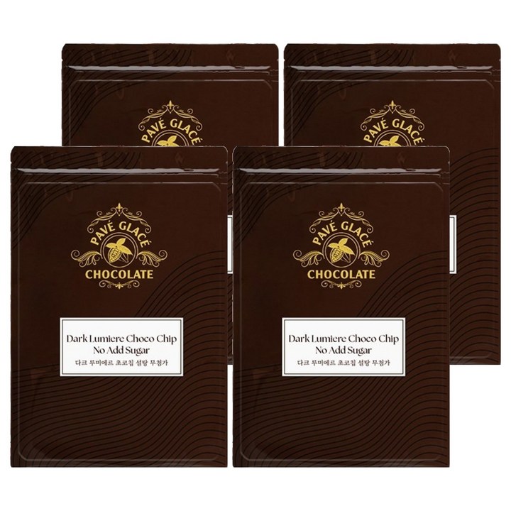 파베글라스 설탕무첨가 다크 루미에르 초코칩, 400g, 4개