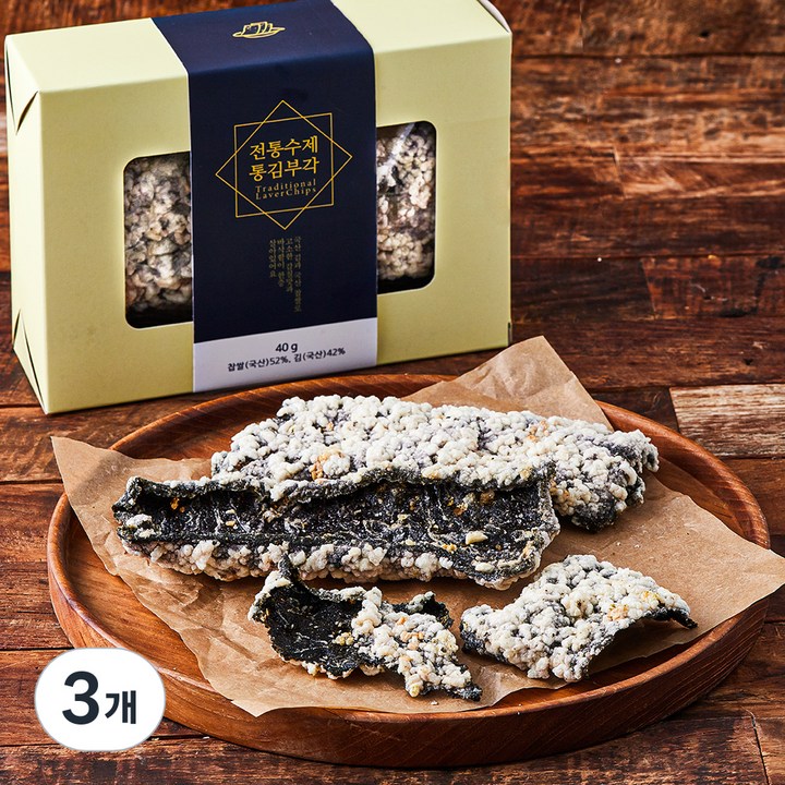 전통수제 통김부각, 40g, 3개