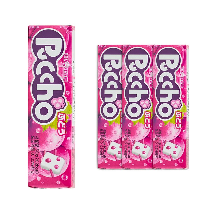 푸쵸 스틱 캔디 그레이프, 50g, 4개