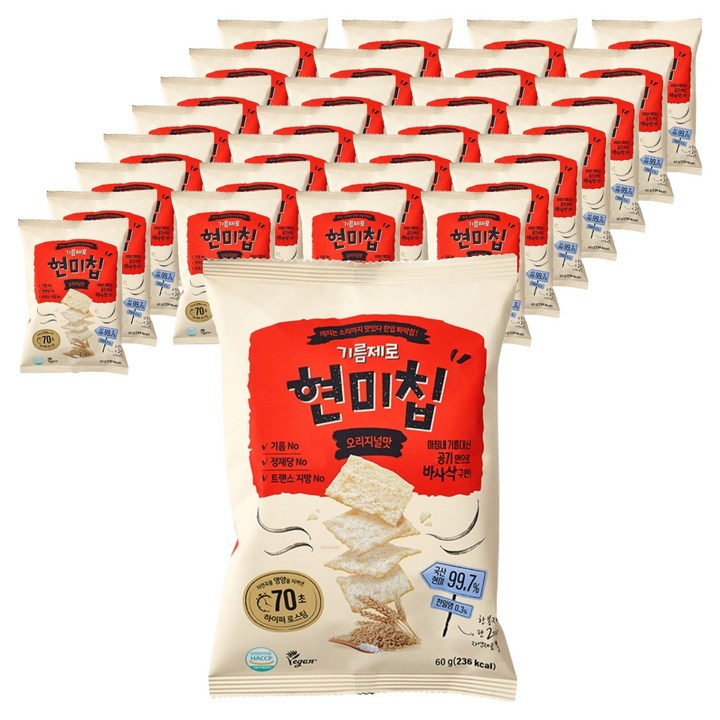 기름제로 국산 현미칩 과자, 60g, 30개