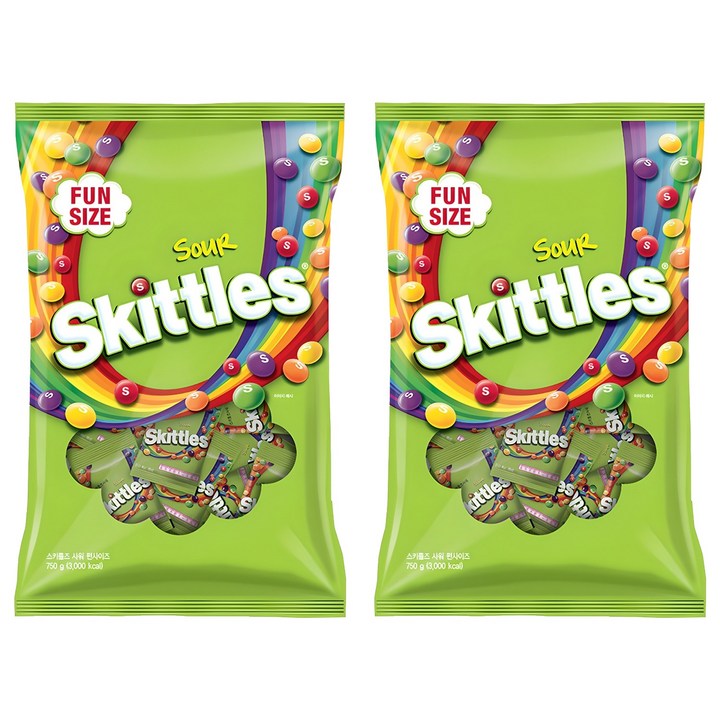스키틀즈 사워 펀사이즈, 750g, 2개