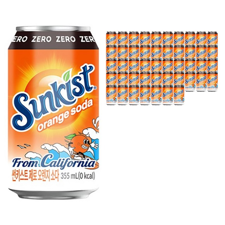 광동제약 썬키스트 제로 오렌지 소다, 355ml, 48개