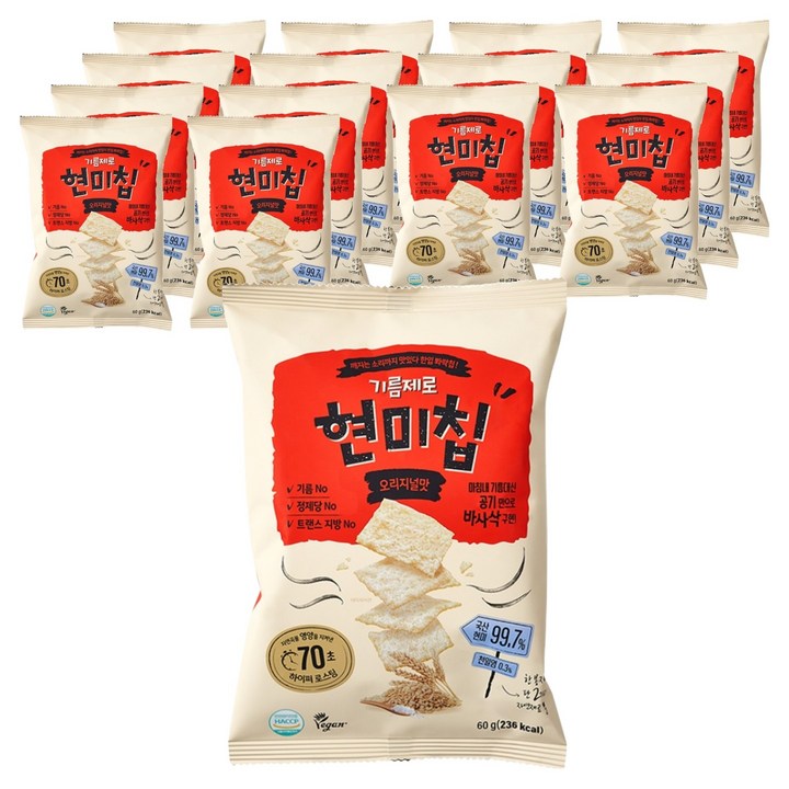 기름 제로 국산 현미칩, 60g, 15개