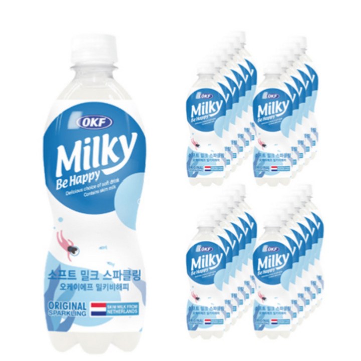 오케이에프 밀키비해피 소프트 밀크 스파클링, 500ml, 24개